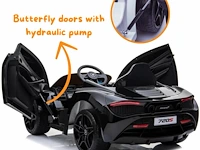 Mclaren 720s elektrische kinderauto 12v - 1 tot 6 jaar - rubberen banden - zwart (nieuw) - afbeelding 5 van  5