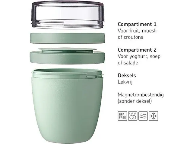 Mepal lunchpot ellipse - 500 ml - muesli-beker-to-go - geschikt voor vriezer magnetron en vaatwasser - afbeelding 2 van  6
