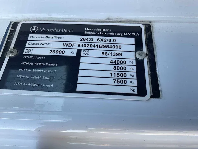 Mercedes-benz 2643 l 6x2/8.0 vrachtwagen met containersysteem - afbeelding 20 van  34