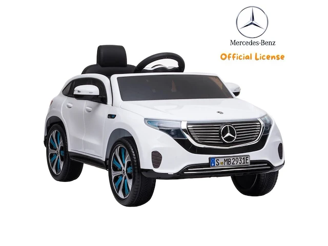 Mercedes eqc400 elektrische kinderauto 12v - 1 tot 5 jaar - rubberen banden - wit (nieuw) - afbeelding 1 van  5