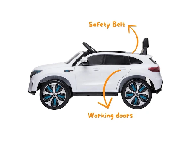 Mercedes eqc400 elektrische kinderauto 12v - 1 tot 5 jaar - rubberen banden - wit (nieuw) - afbeelding 3 van  5