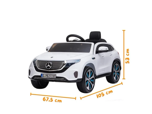 Mercedes eqc400 elektrische kinderauto 12v - 1 tot 5 jaar - rubberen banden - wit (nieuw) - afbeelding 4 van  5