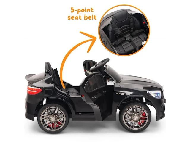 Mercedes glc63s amg elektrische kinderauto 12v - 1 tot 5 jaar - rubberen banden - zwart (nieuw) - afbeelding 3 van  4