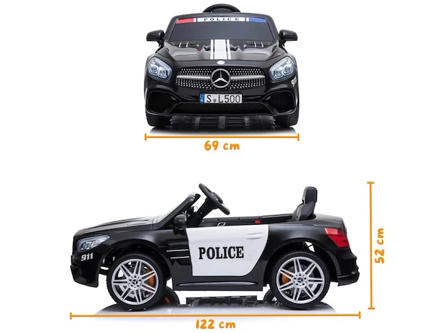 Mercedes sl500 elektrische politie kinderauto 12v - 1 tot 5 jaar - zwart (nieuw) - afbeelding 6 van  6