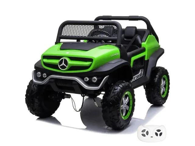 Mercedes unimog elektrische kinderauto (2-zits) 12v - groen - afbeelding 1 van  5