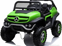 Mercedes unimog elektrische kinderauto (2-zits) 12v - groen - afbeelding 1 van  5