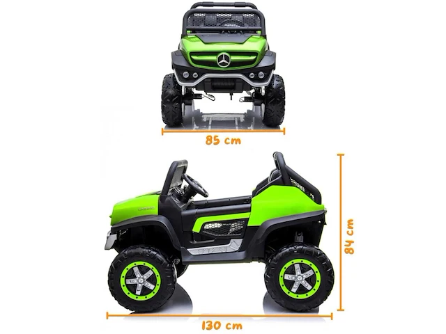 Mercedes unimog elektrische kinderauto (2-zits) 12v - groen - afbeelding 5 van  5