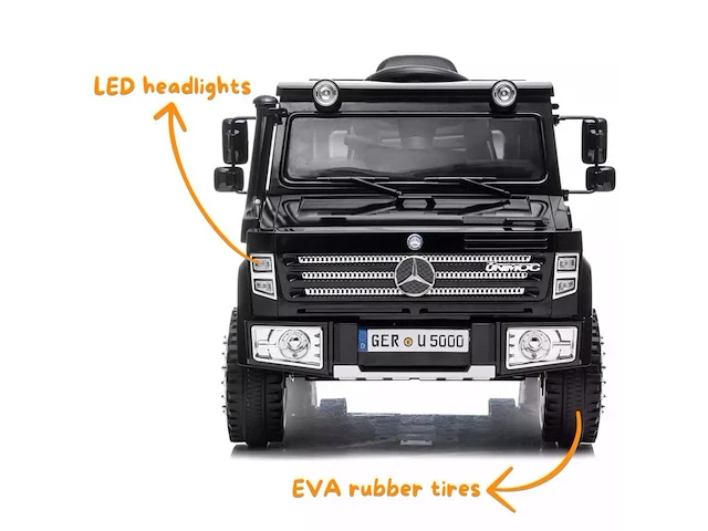 Mercedes unimog u5000 elektrische kinderauto 12v - zwart - afbeelding 2 van  5