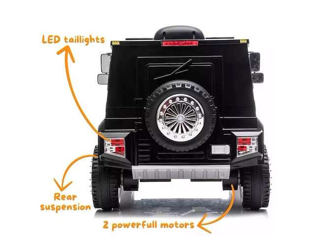 Mercedes unimog u5000 elektrische kinderauto 12v - zwart - afbeelding 3 van  5