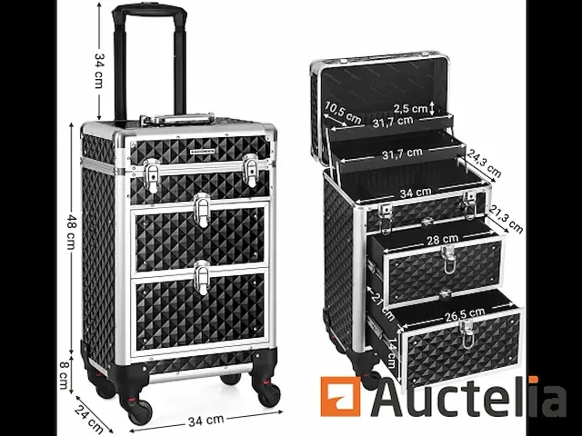 Merk-up koffer, beauty case met zwenkwielen - afbeelding 8 van  9