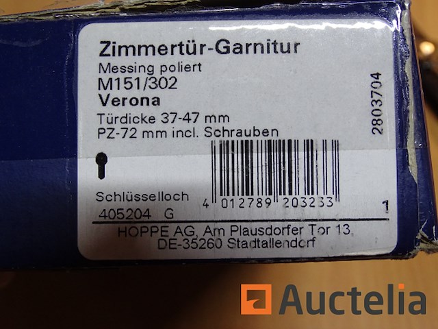 Messing binnendeurklink hoppe m151/302 verona - afbeelding 2 van  2