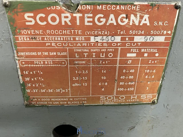 Metaal bandzaagmachine scortegagna - afbeelding 6 van  7