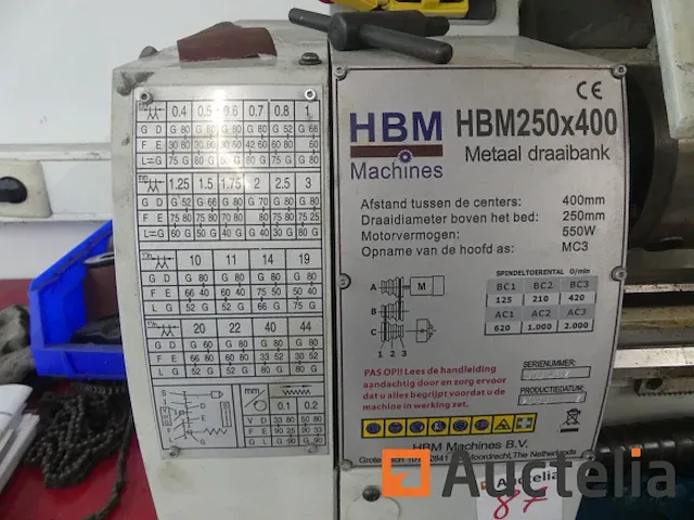 Metaal draaibank hbm machines hbm 250x400 - afbeelding 3 van  9