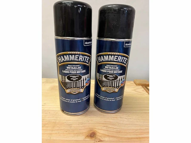 Metaallak - hammerite metaallak hoogglans zwart (3x) - afbeelding 2 van  3