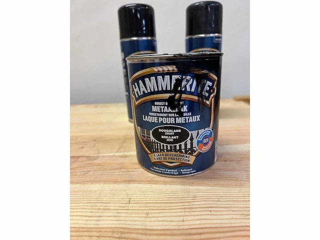 Metaallak - hammerite metaallak hoogglans zwart (3x) - afbeelding 3 van  3