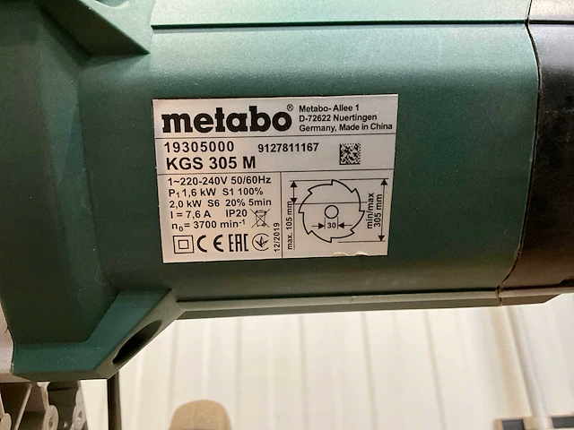 Metabo kgs 305 m cirkelzaagmachine - afbeelding 4 van  6