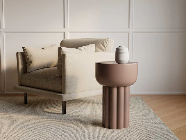 Metalen bijzettafel - beige (x2) - afbeelding 1 van  2