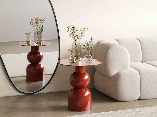 Metalen bijzettafel - terracotta - afbeelding 1 van  2