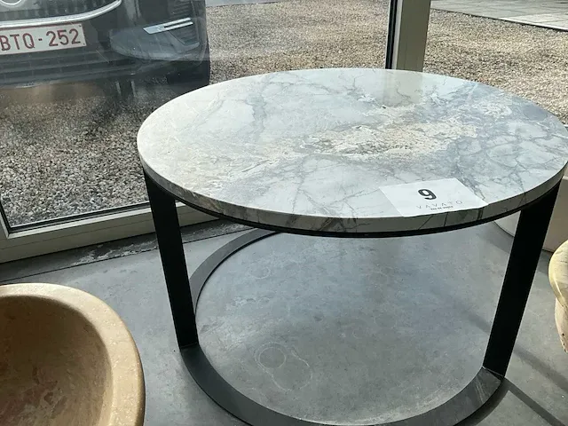 Metalen bijzettafel vv natuurstenen bovenblad - afbeelding 3 van  4