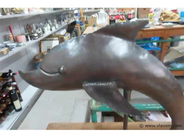Metalen dolfijn h58cm - afbeelding 2 van  3