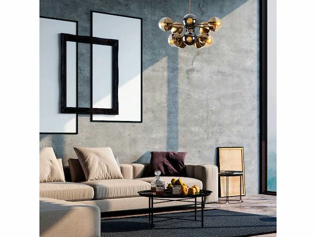Metalen en glazen hanglamp. - afbeelding 1 van  6