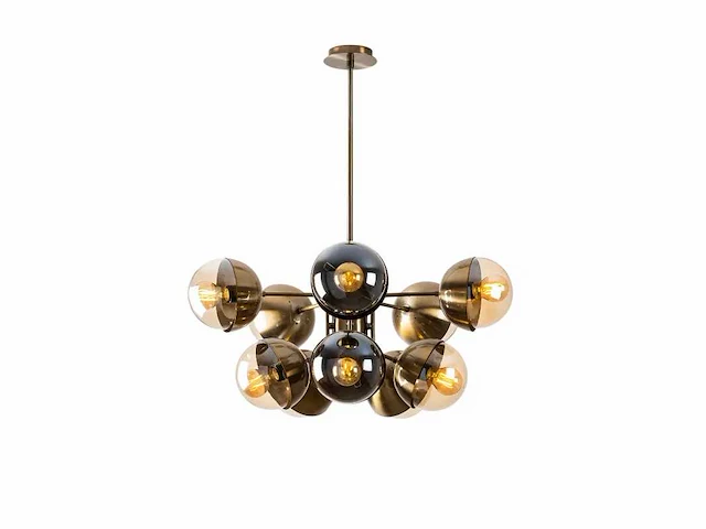 Metalen en glazen hanglamp. - afbeelding 2 van  6