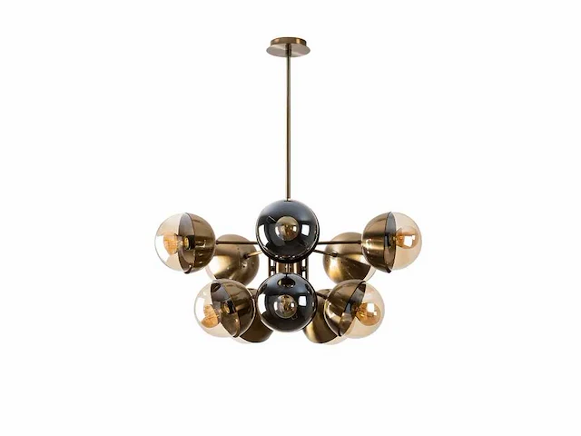 Metalen en glazen hanglamp. - afbeelding 3 van  6