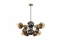 Metalen en glazen hanglamp. - afbeelding 3 van  6