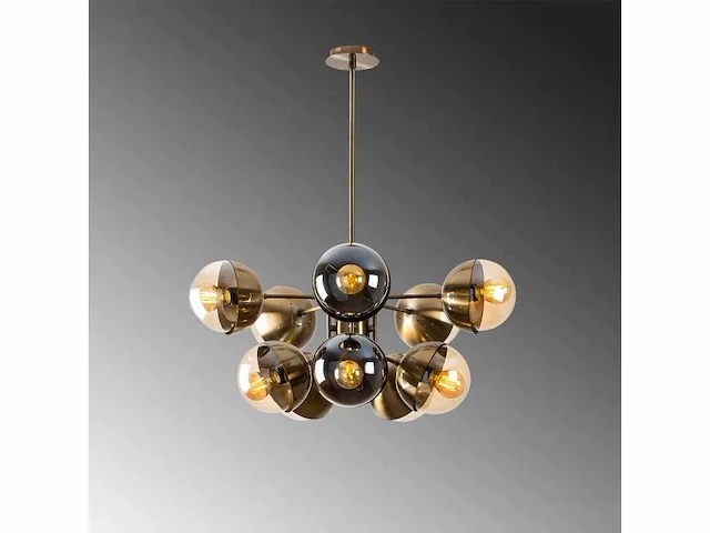 Metalen en glazen hanglamp. - afbeelding 4 van  6