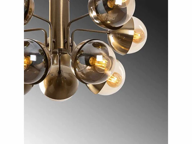 Metalen en glazen hanglamp. - afbeelding 5 van  6