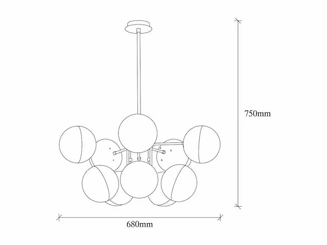 Metalen en glazen hanglamp. - afbeelding 6 van  6