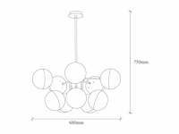 Metalen en glazen hanglamp. - afbeelding 6 van  6