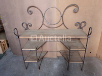 Metalen en houten sokkeltafel - afbeelding 2 van  4