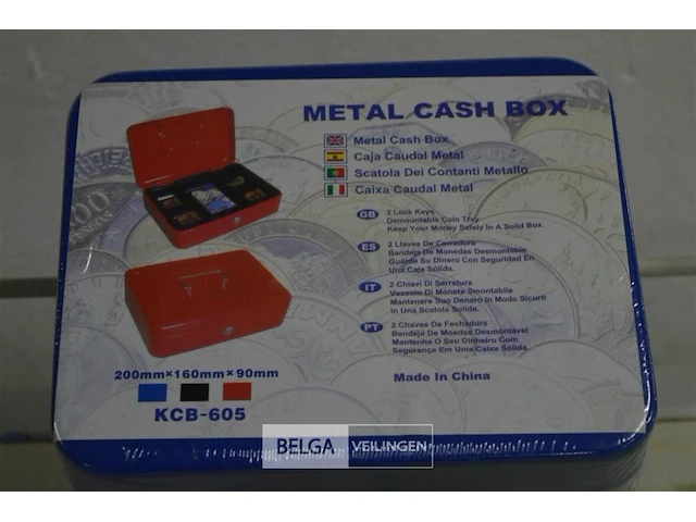 Metalen geldkistje 20x16x9 cm - afbeelding 2 van  2