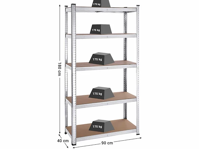 Metalen heavy load planken - set van 8 - zilver - afbeelding 4 van  9