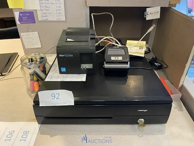 Metalen kassalade, ticketprinter en biljettenscanner - afbeelding 1 van  6