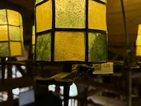 Metalen luster met loodglas 6-armig - afbeelding 2 van  2