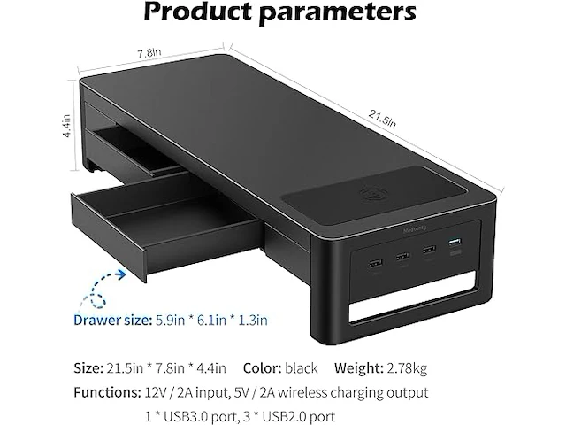 Metalen monitorstandaard3in1 zwart - afbeelding 4 van  4