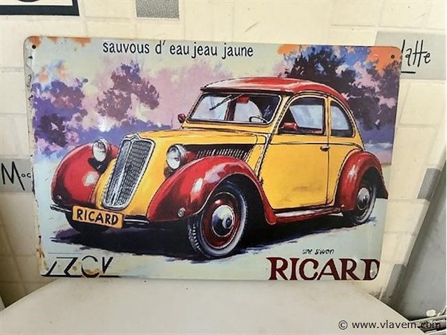 Metalen retrolook sierbord - afbeelding 1 van  1