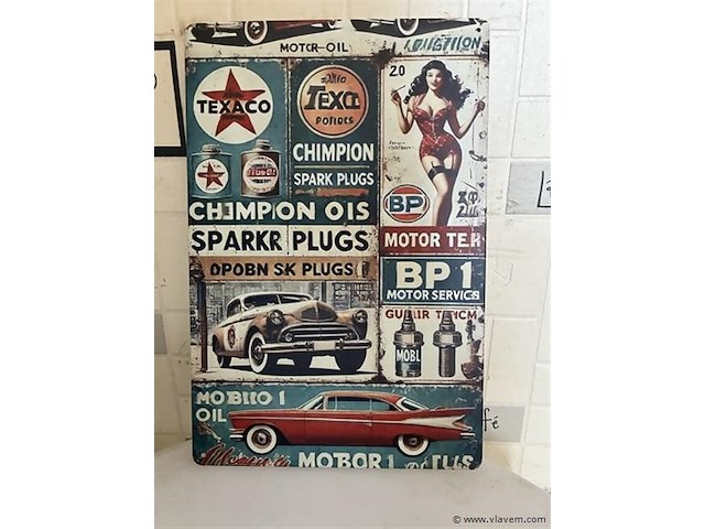 Metalen retrolook sierbord - afbeelding 1 van  1