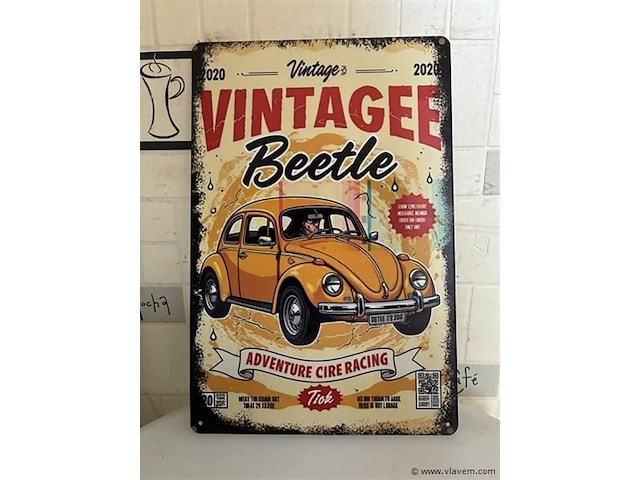 Metalen retrolook sierbord - afbeelding 1 van  1