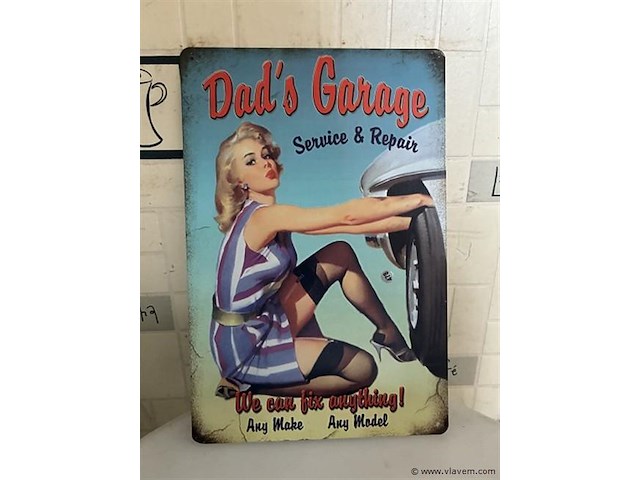 Metalen retrolook sierbord - afbeelding 1 van  1