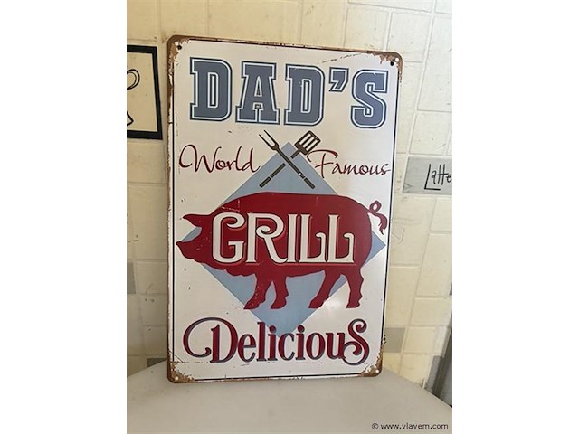 Metalen retrolook sierbord - afbeelding 1 van  1