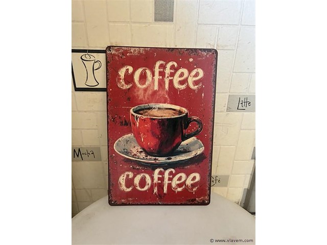 Metalen retrolook sierbord - afbeelding 1 van  1