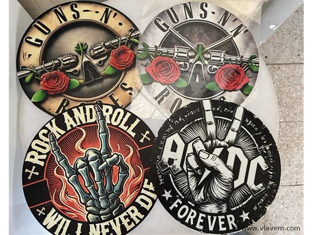 Metalen sierbord retrolook rond - afbeelding 1 van  1