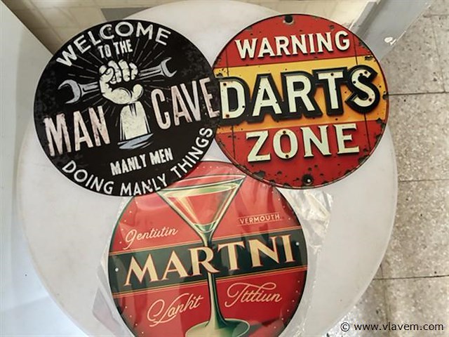 Metalen sierbord retrolook rond - afbeelding 1 van  1