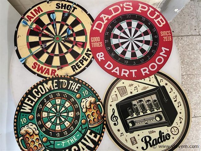 Metalen sierbord retrolook rond - afbeelding 1 van  1