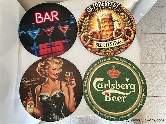 Metalen sierbord retrolook rond - afbeelding 1 van  1