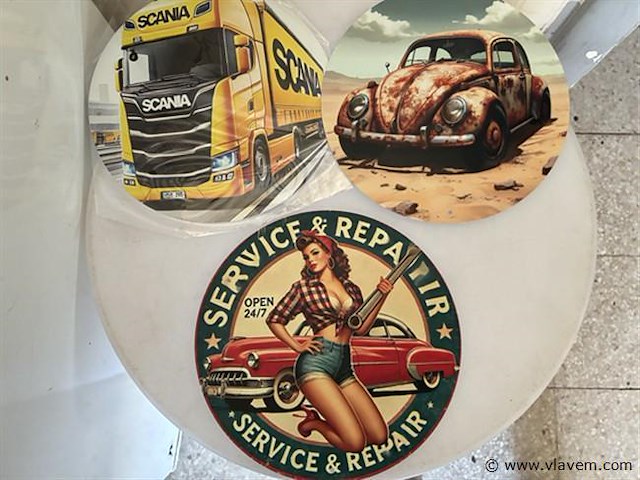 Metalen sierbord retrolook rond - afbeelding 1 van  1