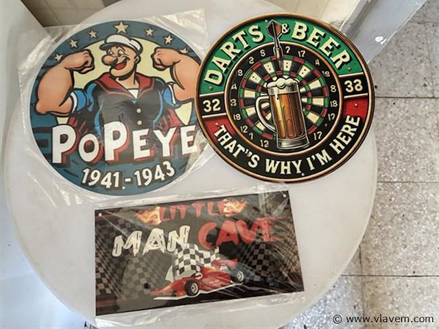 Metalen sierbord retrolook rond - afbeelding 1 van  1